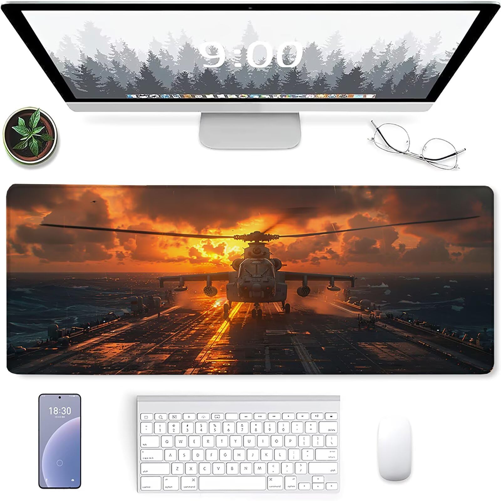 Tappetino Mouse Giallo, Tappetino Mouse XXL 1200x600 mm, Gaming Mouse Pad con Base in Gomma Antiscivolo, Gaming Mousepad Migliora Precisione e Velocità, Accessori Scrivania, Regalo, Aereo Q-1344