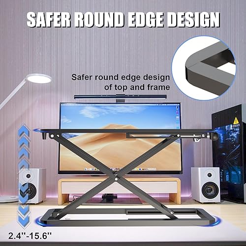 Miniatura 3 de Elevador de teclado para escritorio convertidor de escritorio de pie ajustable de 23.6 pulgadas, elevador de mesa para estar de pie, elevador de