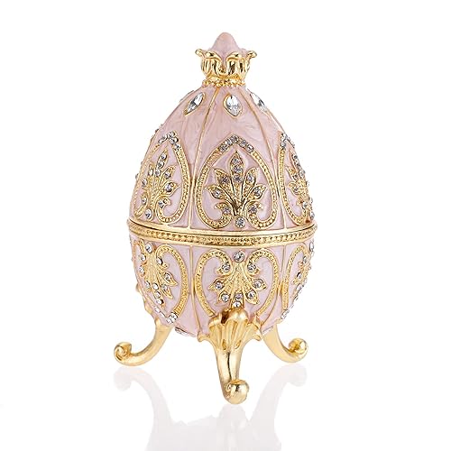 Faberge Egg Style Trinket Box, Enameled Jewelry Box Unique Decorative