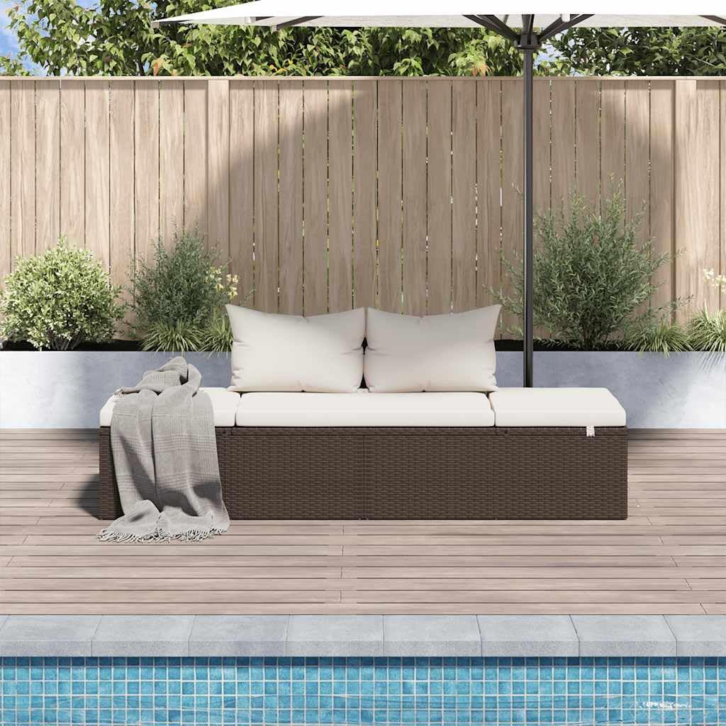 Outdoor Lounge Bed Brown and Cream White Outdoor Furniture Beds