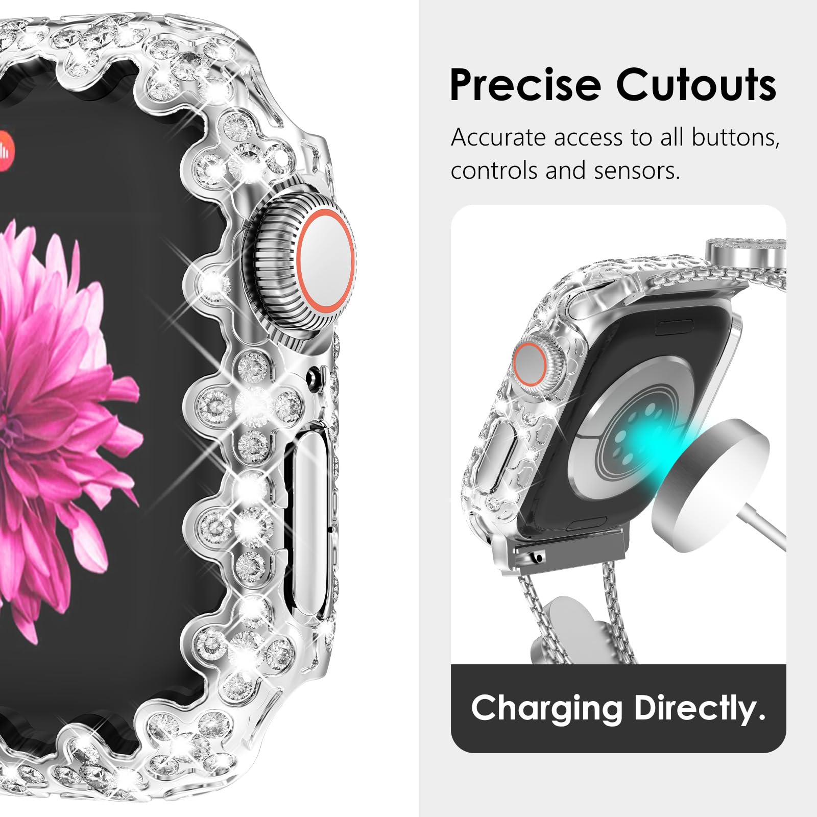 WINGLE Bling Case for Apple Watch 40mm Screen Protector Case Series 6 5 4 SE (2nd Gen) - Image 4