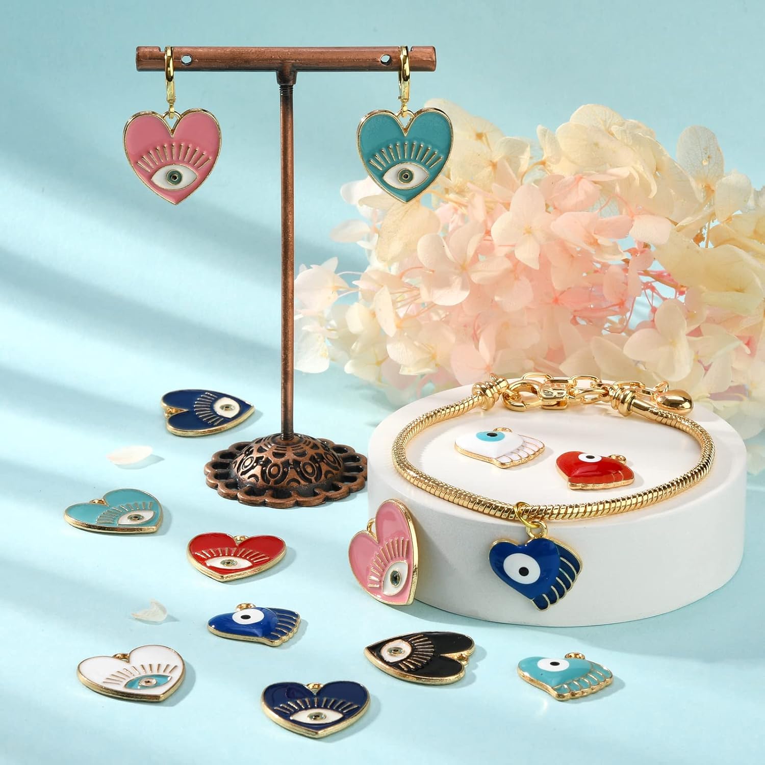 20 Pieces Heart Evil Eye Charm Pendant Alloy Enamel Eye Charm Mixed Color for Jewelry Necklace Bracelet Earring Making Crafts - Image 4