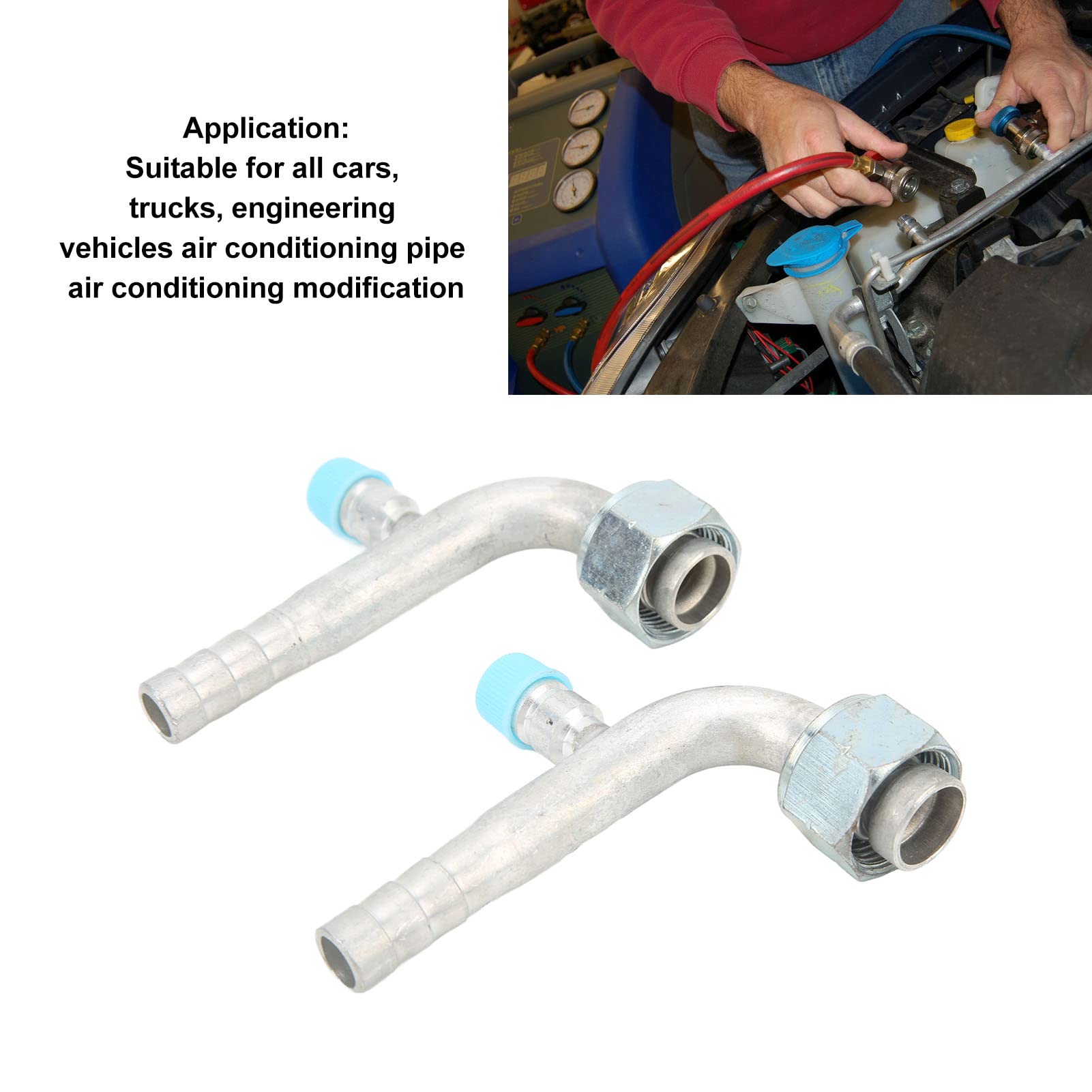 Conectores de Manguera de CA para Automóvil, 10 Piezas, Aire Acondicionado de Aluminio, Conector de Manguera de Drenaje de CA, Accesorio de Codo para Automóviles, Camiones, (13 mm/0,51 pulgadas 14,5