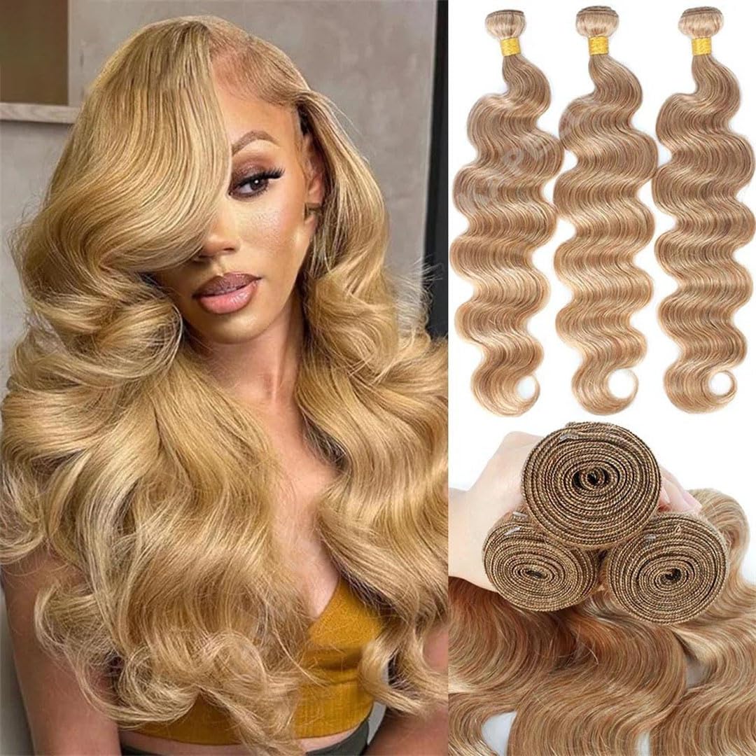Brazilian Body Wave Human Hair Bundles Blonde Extensions 1-4 Pcs Double Weft