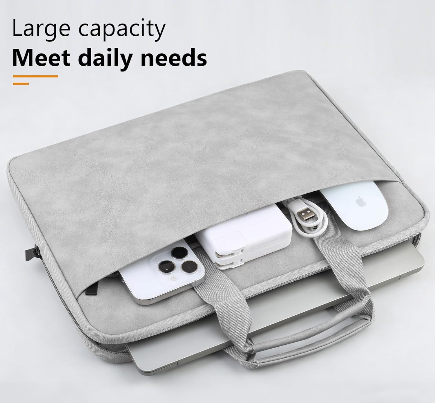 Lacdo Protective Laptop Case Sleeve for 16 inch New MacBook Pro M4/M3/M2/M1 Pro/Max A3403 A3186 A2991 A2780 A2485 A2141 2024-2019, 15 inch Microsoft Surface Laptop 7 6 5 4 3 Computer Bag, Gray - Image 7