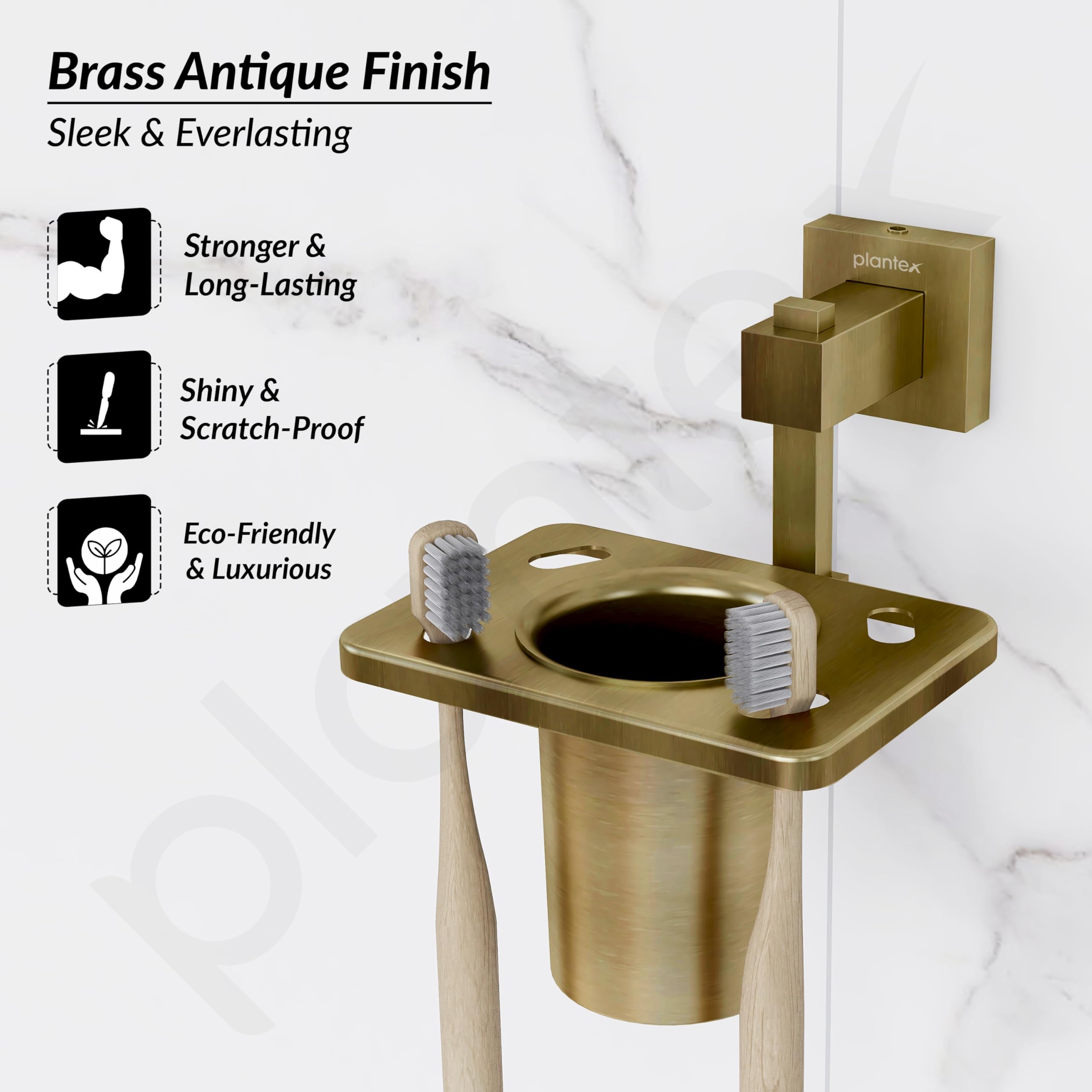 Plantex 304 Grade Stainless Steel Tooth Brush Holder/Tumbler Holder/Bathroom Accessories - Splash (Antique) 3