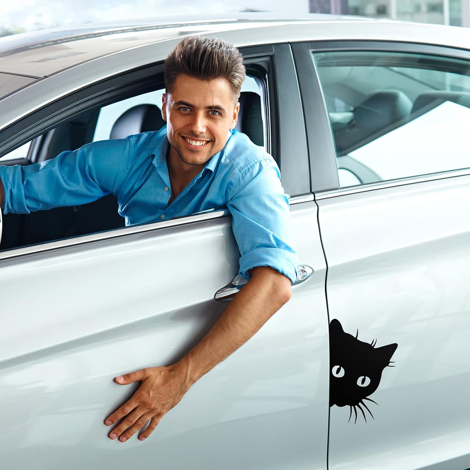 6 Pieces Funny Cat Car Decal I Said Pspsps Decal Lover Peeking Car Sticker Curious Black Cat Sticker for Motorcycle Computer Phone Window Luggage Decoration - Image 6