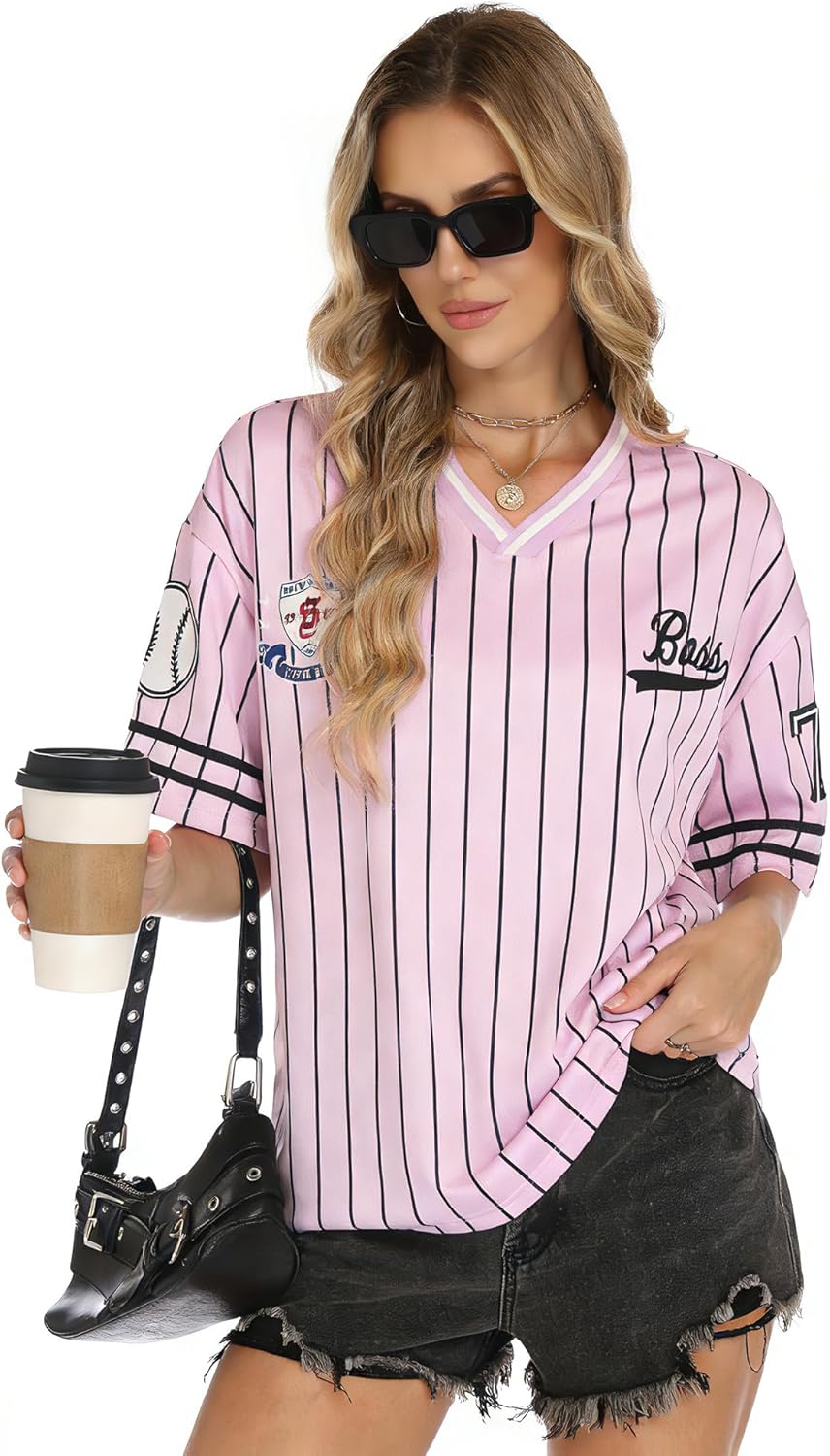 iWoo Oversized Jersey Shirts for Men Women Y2k Graphic Tees V-Neck Baggy Short Sleeve Tops Fashion Streetwear Shirt - Image 4