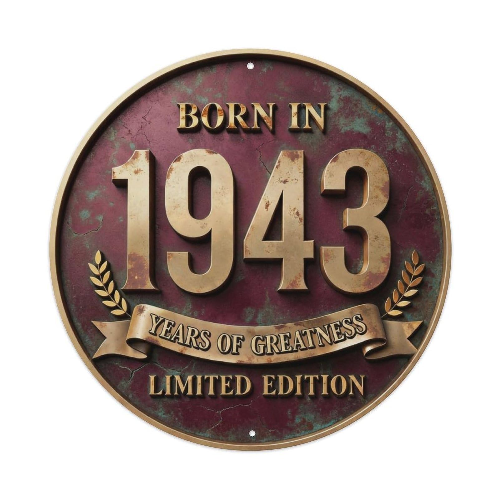 Metal Tin Sign Born In 1943 Years Of Greatness Year-Themed Birthday Gift