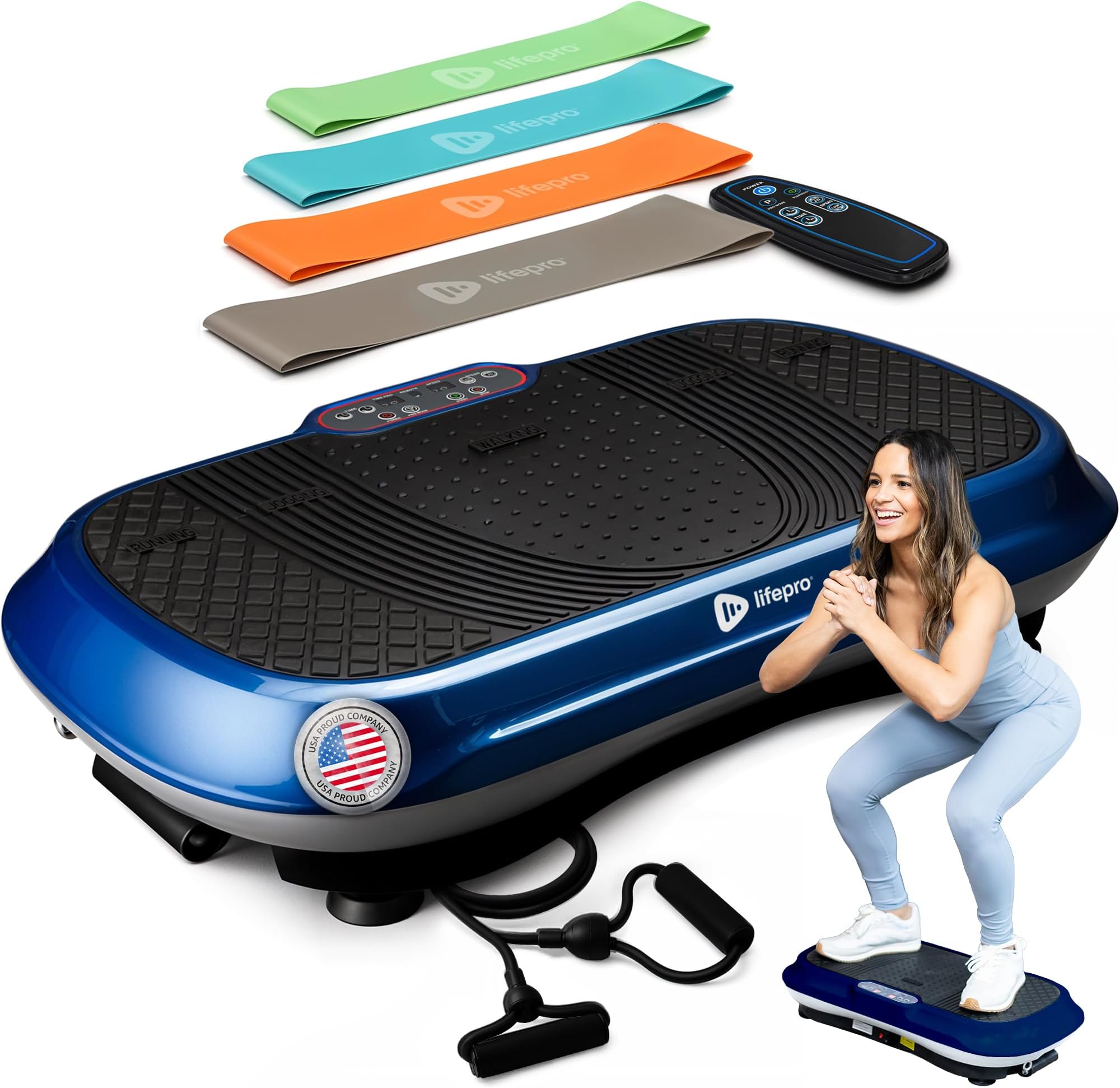 Vibration Plate Exercise Machine - Whole Body Workout Vibration Fitness Platform w/ Loop Bands - Home Training Equipment for Weight Loss & Toning