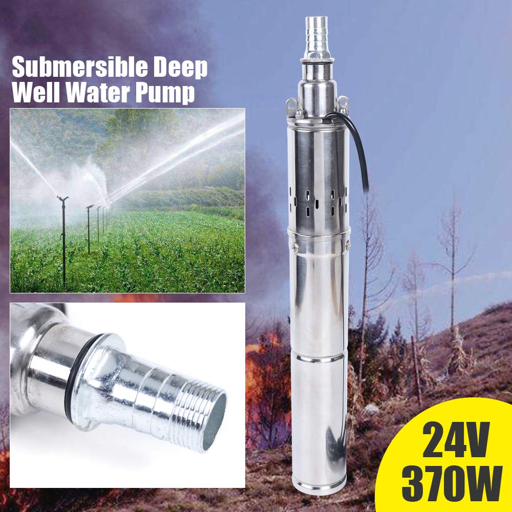 Submersible Solar pompa głębinowa 370 W DC 24 V ze stali odlewowej pompa do studni, 1,8 m³/h, pompa wodna ogrodowa do 65 m