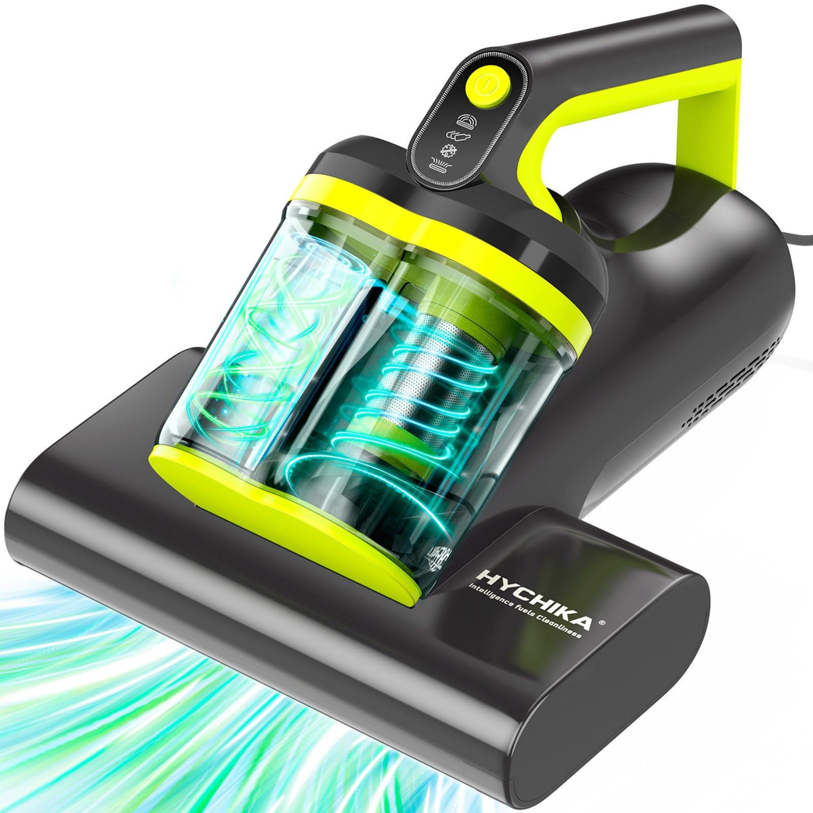 HYCHIKA Aspirapolvere per materassi - 16kPa Battimaterasso Antiacaro con luce UV-C,ad ultrasuoni,60°C, aria calda,doppio ciclone, rimuove il 99,2% degli allergeni, per materassi, letti,divani