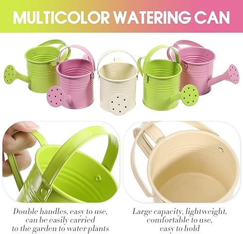 Miniatura 7 de Regadera pequeña de 5 piezas, regadera de metal para plantas al aire libre, mini regadera de hierro para jardín Yarde para plantas caseras macetas