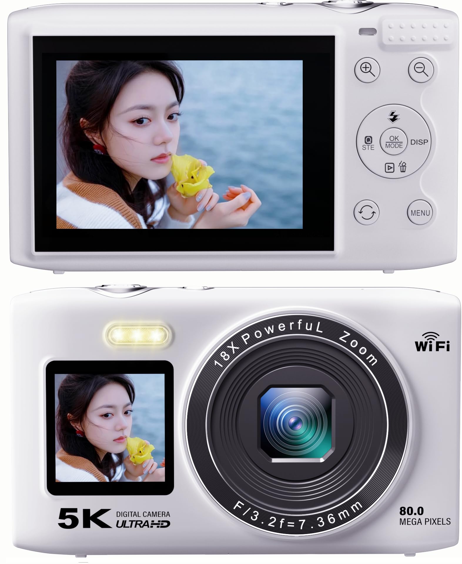 5K デジタルカメラ 8000万画素 スマホに送れる WIFI転送機能 ホワイト Amazon.co.jp: デジカメ5K デジタルカメラ 8000万画素 スマホに送れる