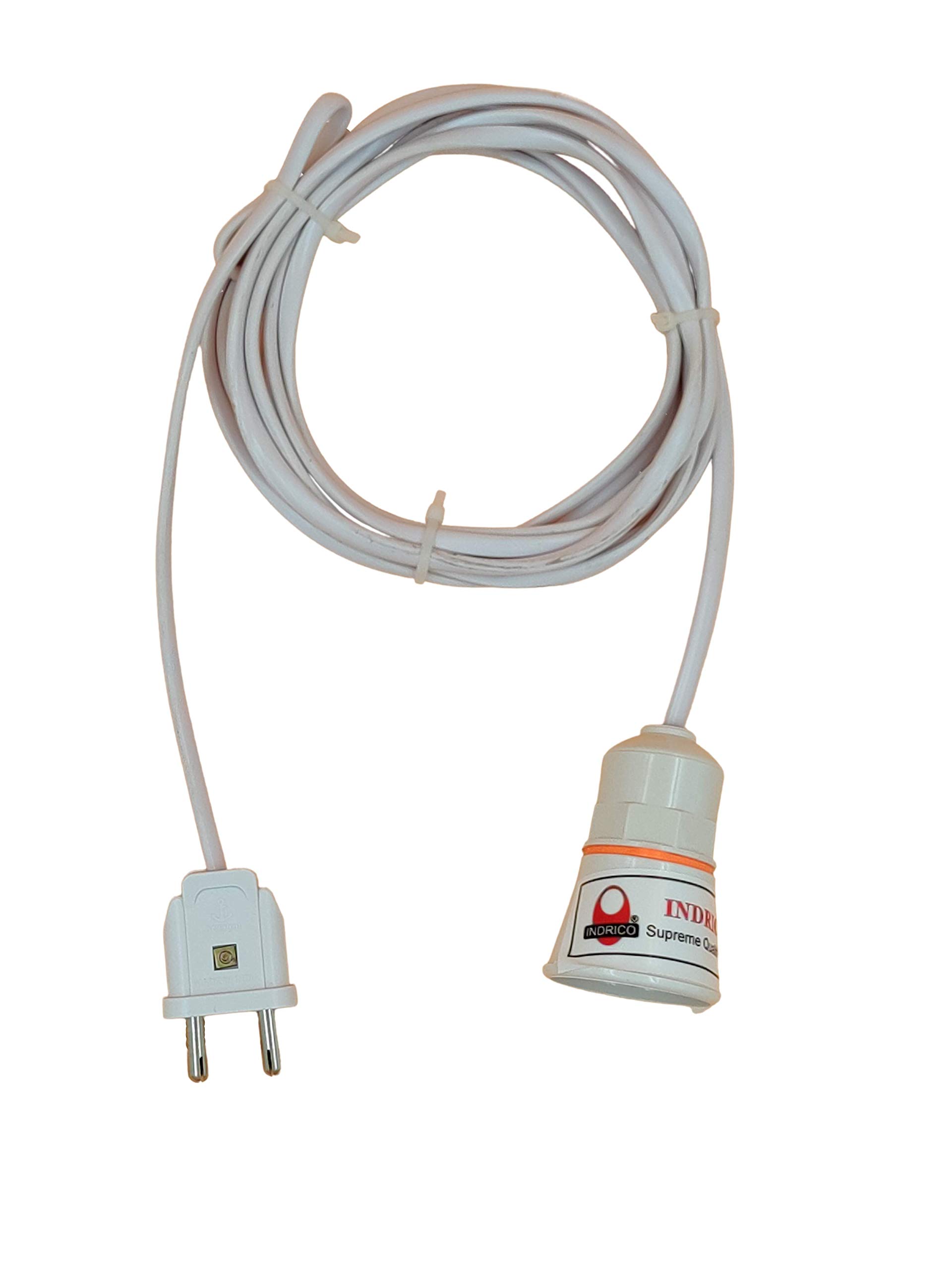 INDRICO 2 Pin Blub Holder with Plug Flexible Cable Wire for Lamp Hanging for Home Wall Décor, Diwali Christmas Decoration White PVC (2, 10 Meter Wire)-image-17