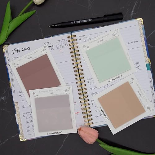 Miniatura 4 de Notas adhesivas transparentes pastel, 4 paquetes de notas adhesivas transparentes de 3 x 3 pulgadas para anotar, suministros de diario bíblico,
