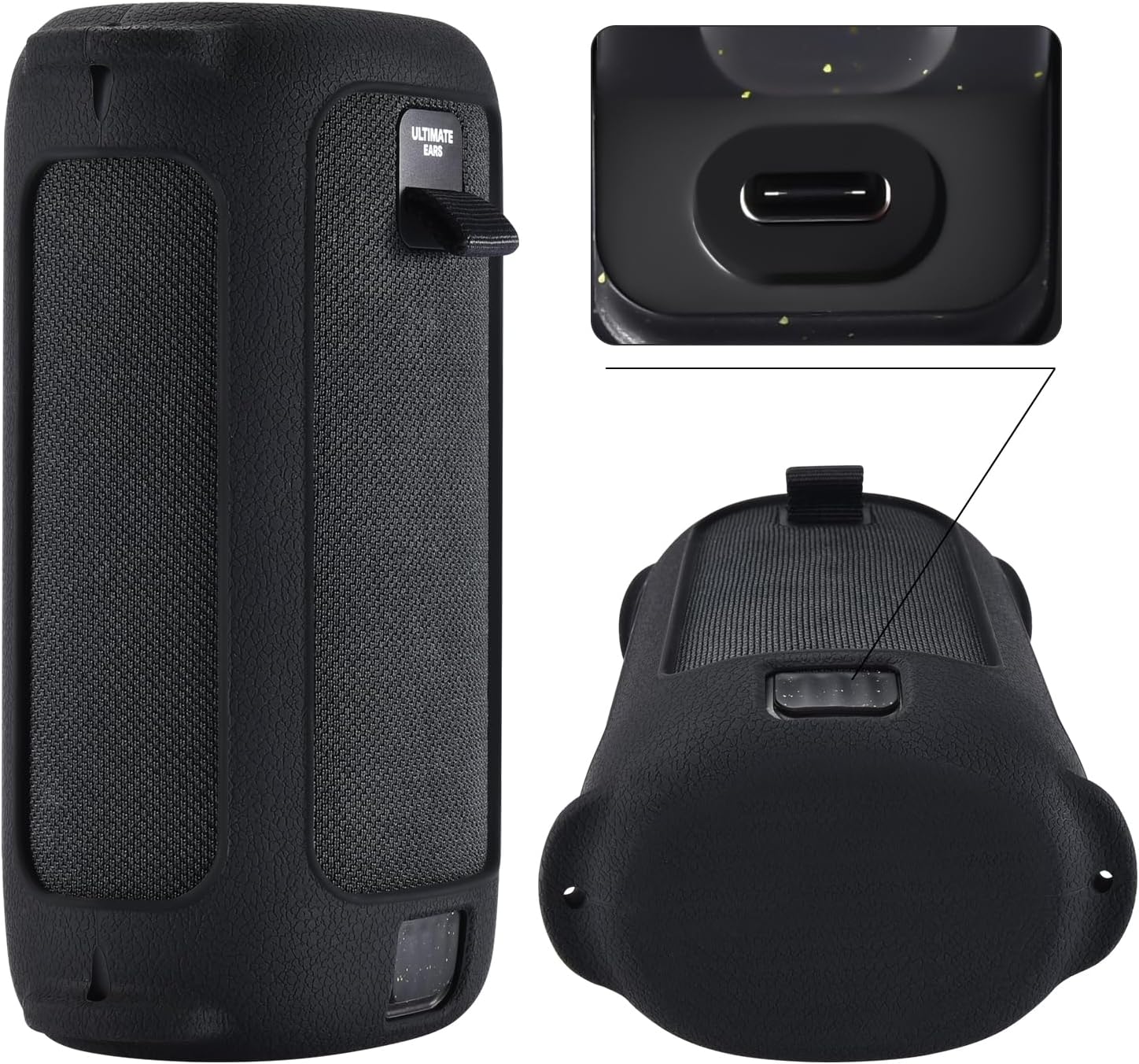 Silicone Cover Case for Ultimate Ears EVERBOOM Wireless Bluetooth Portable Speaker,for UE EVERBOOM Travel Protective Skin Shell Carrying Bag w/Shoulder Strap(Black Case) - Image 5