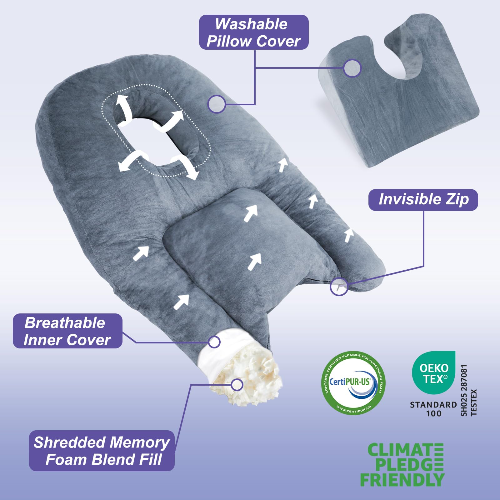 HOMCA Cuscino a Faccia in Giù per Dormire, Traspirante Cuscino Retinico per Post-Vitrectomia, Foro Maculare E Distacco Della Retina Post-Intervento Chirurgico, Cuscino Prono per Massaggio, 70x46cm