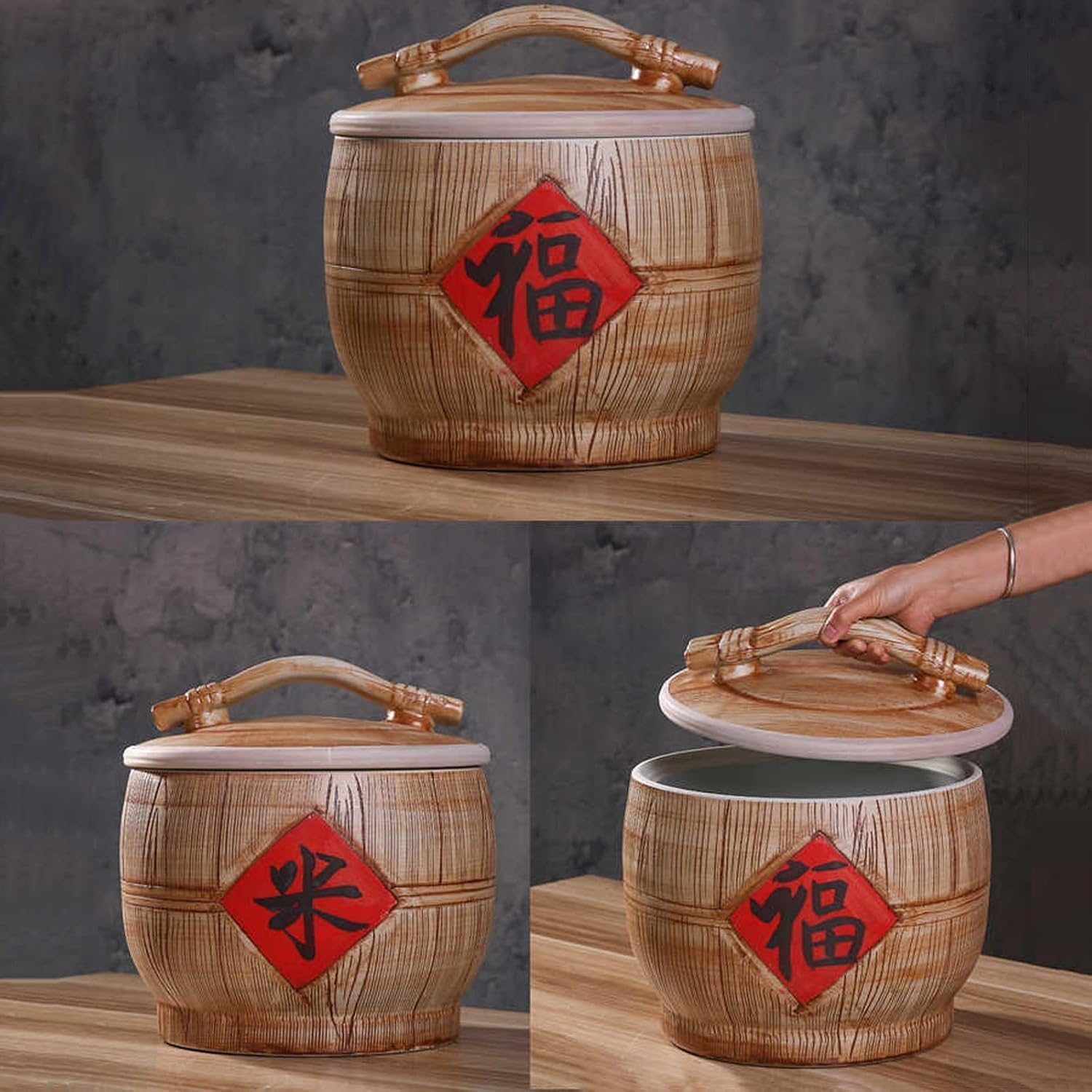 Ceramic Rice Cylinder with Lid