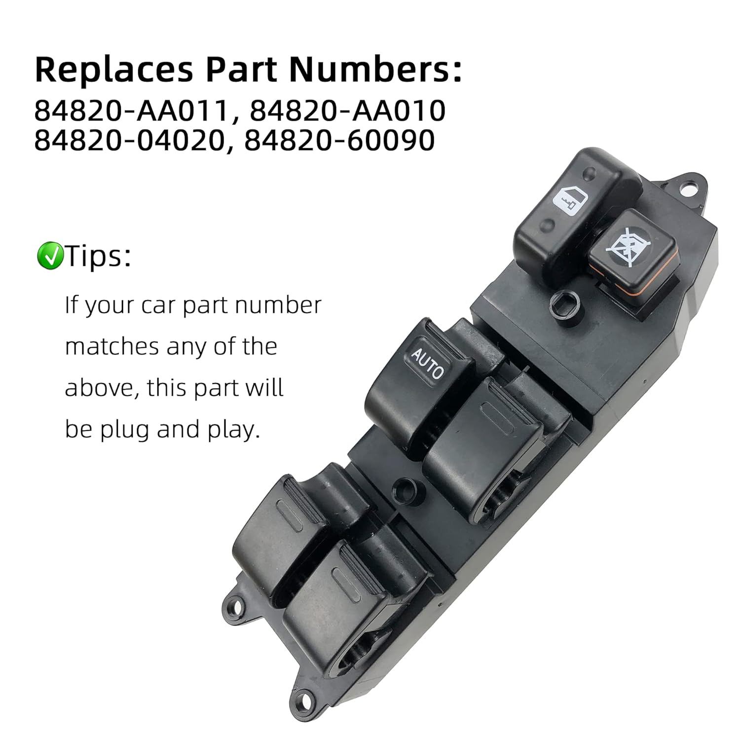 ORIGINSUN 84820-AA011 Master Power Window Switch Front Door Left Driver Side for Toyota Camry 1997-2001, for Corolla 1998-2002, for Avalon 1997-1999 84820-AA010