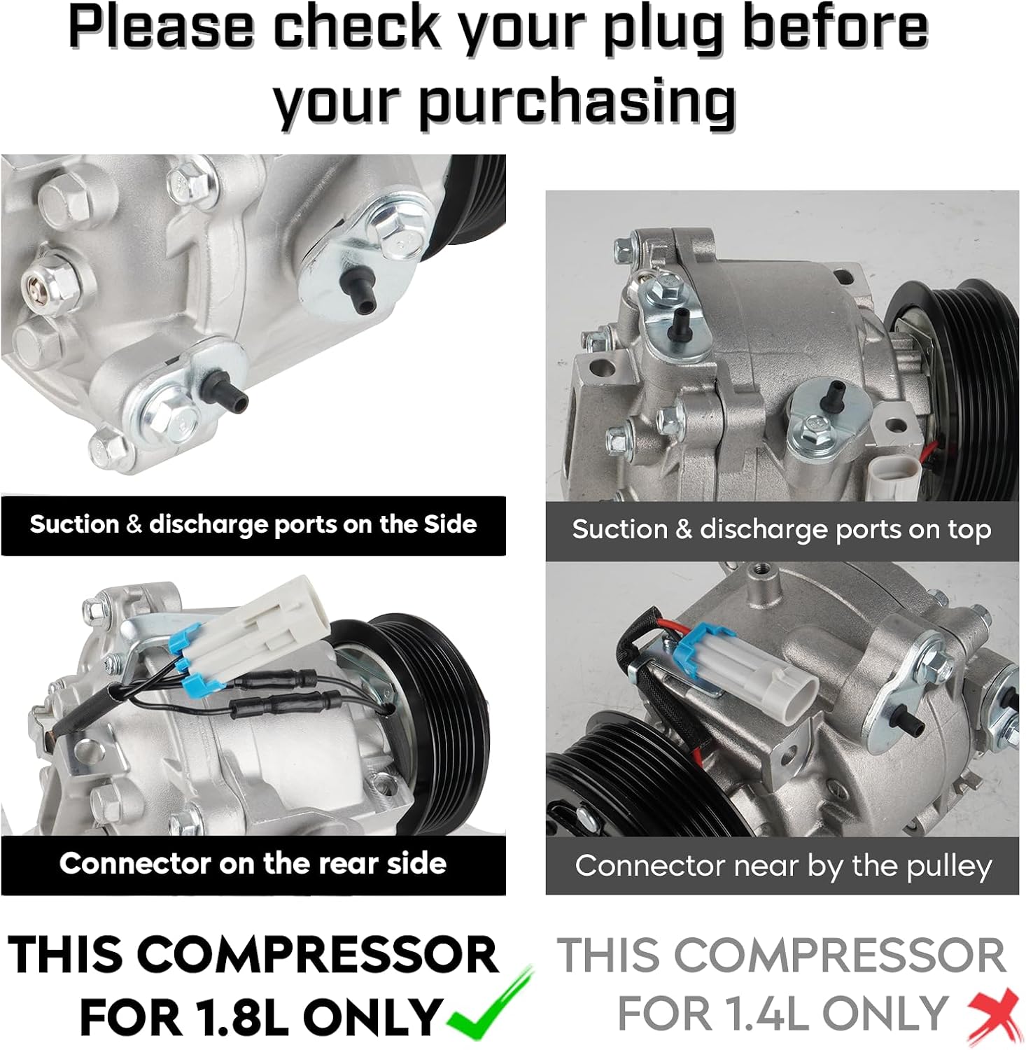 New AC Air Condition Compressor w/Clutch for 2013-2018 Chevrolet Sonic 1.8L, for manual temp control only, 29167C, 42699130