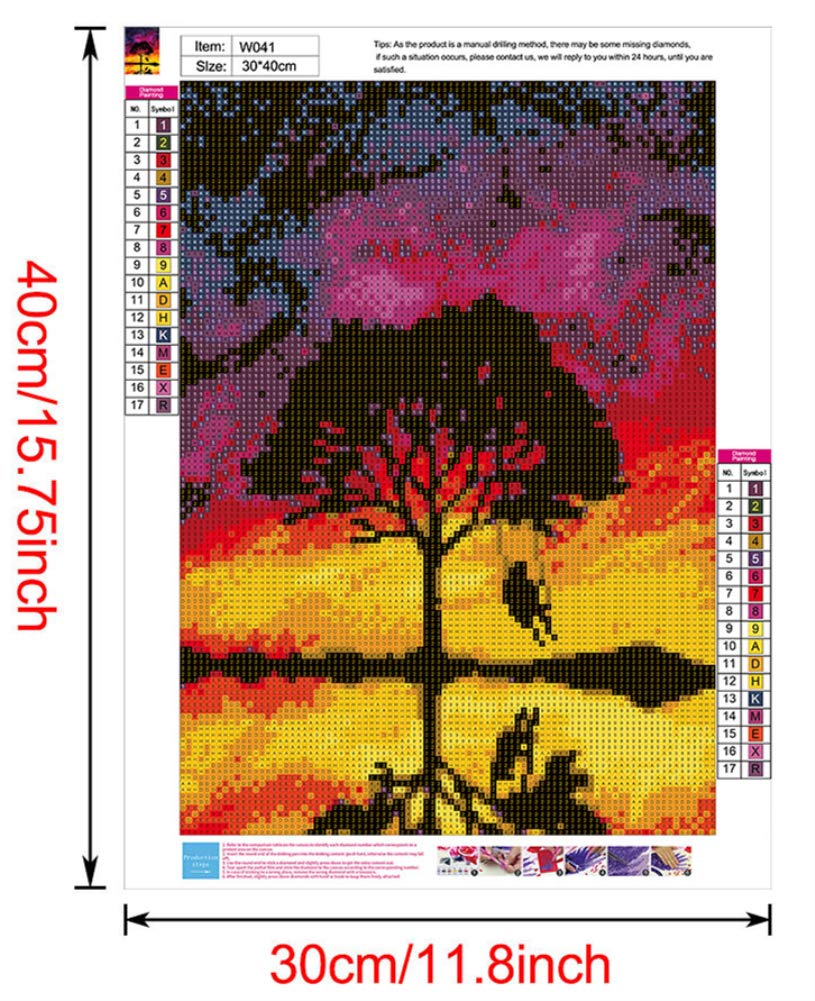 Kit De Peinture Diamant 5D à Faire Soi-même Avec Des Chiffres, Nuages étoilés Colorés Pour Arbre, Fille, Balançoire, Peinture à Strass Avec Strass (fille