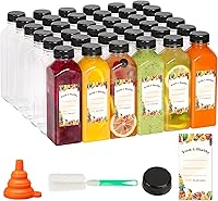 Moretoes 128 Pack 16oz Clear Plastic Juice Bottles with Tamper-Proof Caps - Reusable PET Bulk for Smoothies & Juices