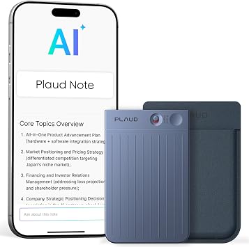 Plaud Note AI Voice Recorder Device/Dictaphone w/Case App Control AI Transcribe & Summarize Support 112 Languages 64GB Digital Audio Recorder for Lectures Meetings Calls Teams