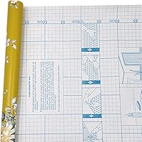 Vista 6 de Rollo de papel tapiz floral de 32.8 pies para despegar y pegar, de vinilo de peonía amarilla, fácil de usar, contra salpicaduras