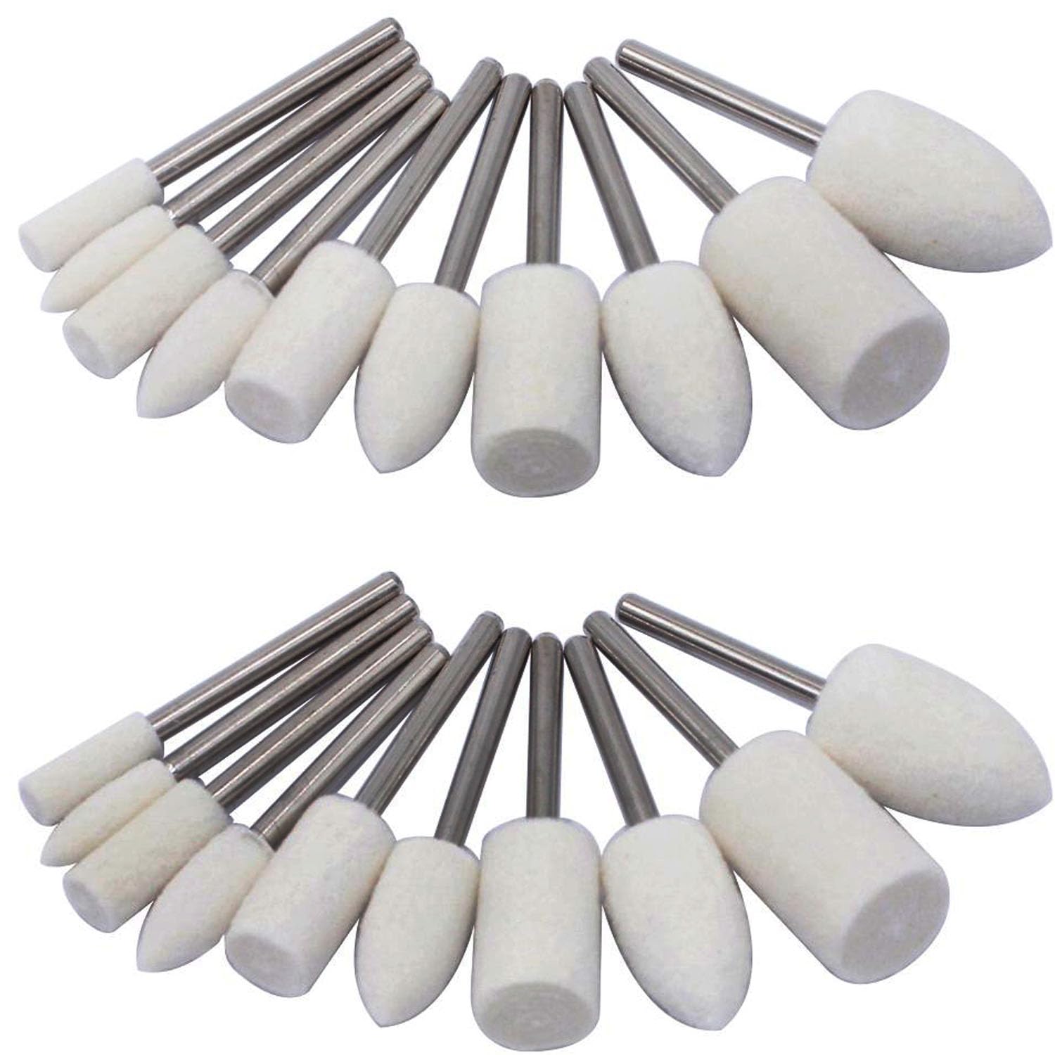 Feltro di Lana Lucidatura Ruote 24 Pezzi, Mini Ruota di Lucidatura Accessori, Conica e Cilindrica 4-12 mm per Levigatura