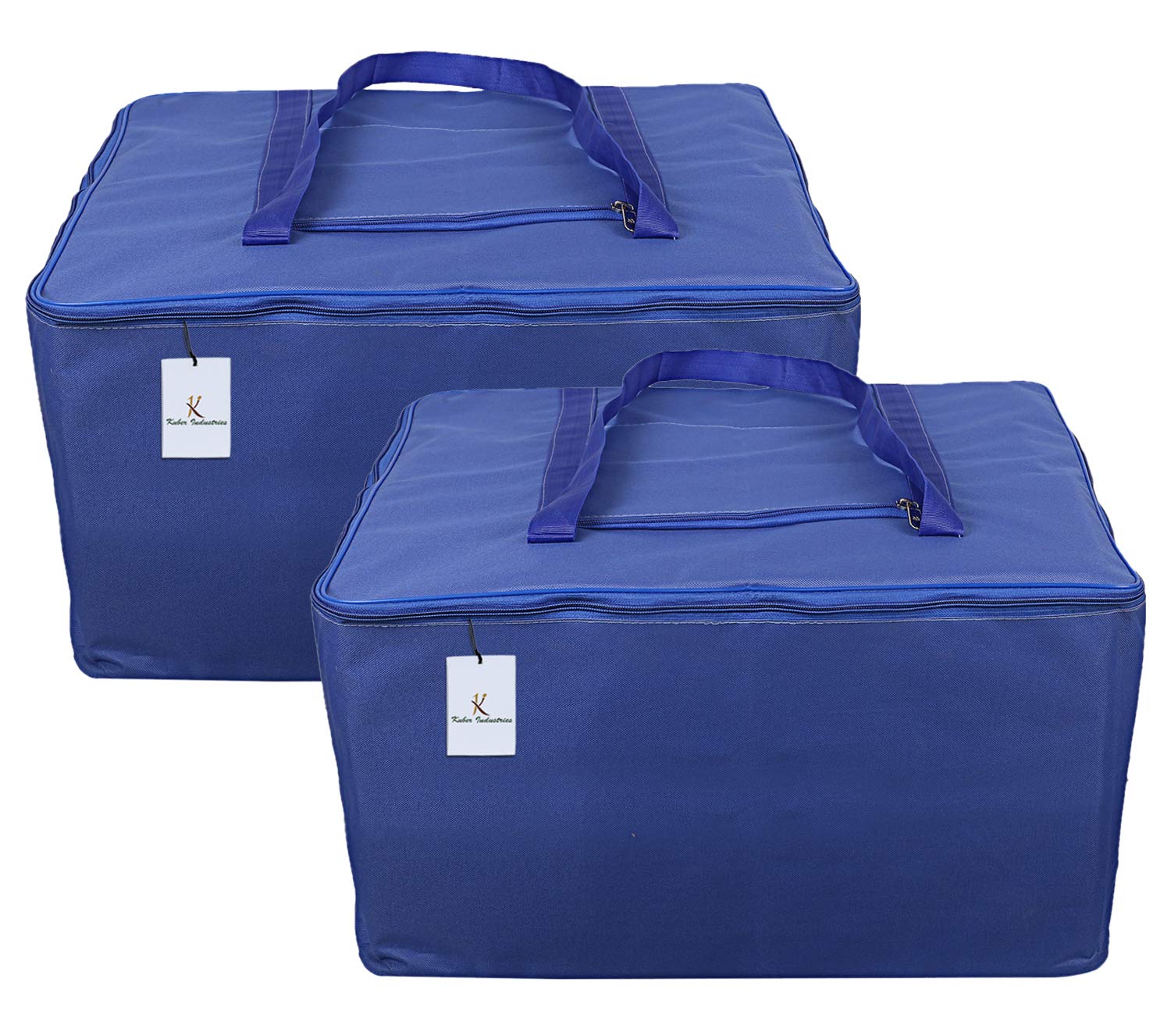 Kuber Industries Rexine 2 Pcs Jumbo Underbed Moisture Proof Storage Bag with Zipper Closure and Handle (Royal Blue) -CTKTC06603-image-48