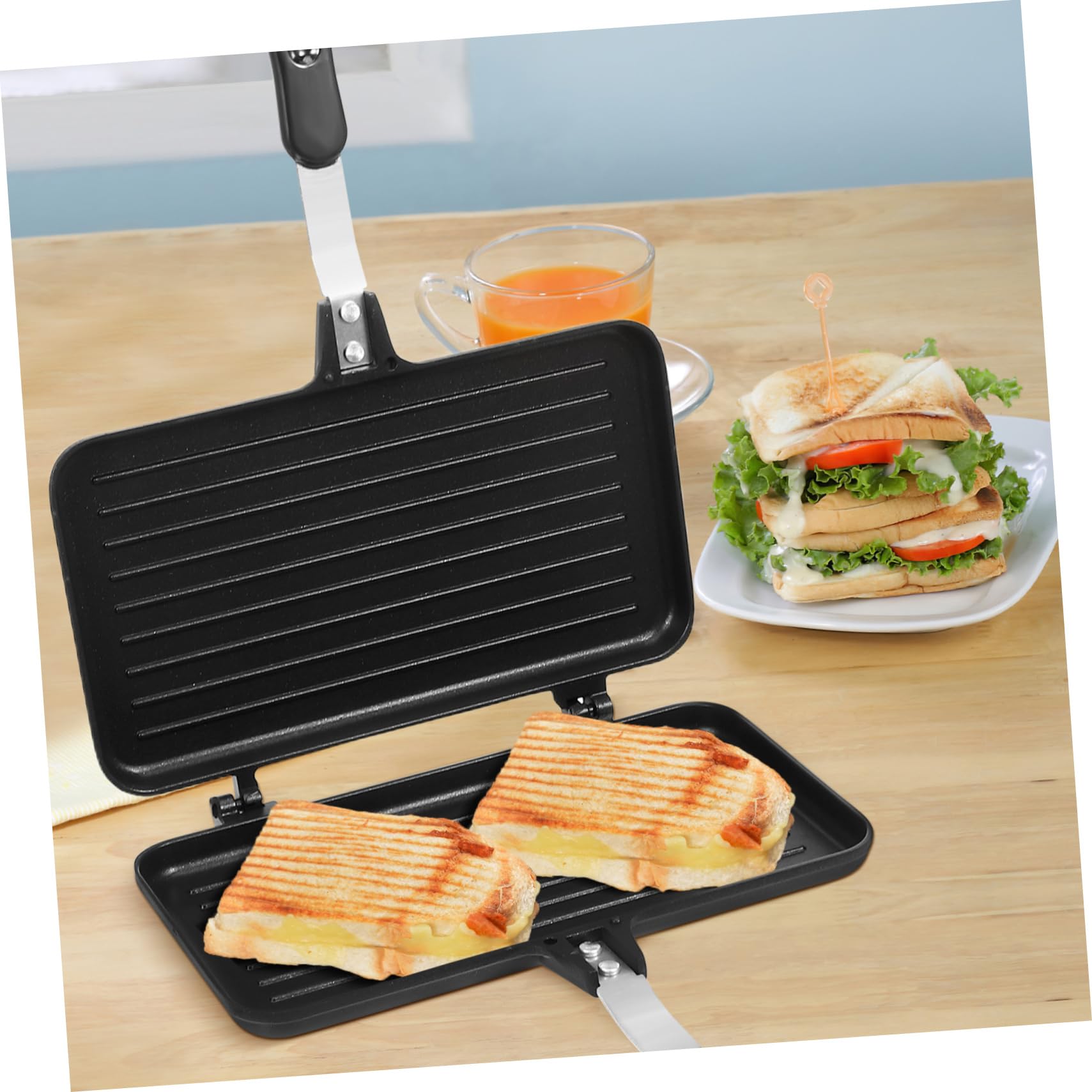Cabilock Sartén Doble Cara Antiadherente Para Sándwiches y Huevos, Utensilio Para Cocina De Gas Diseño Estable y Fácil Limpieza, Adecuado Para Cafeterías y Food Trucks