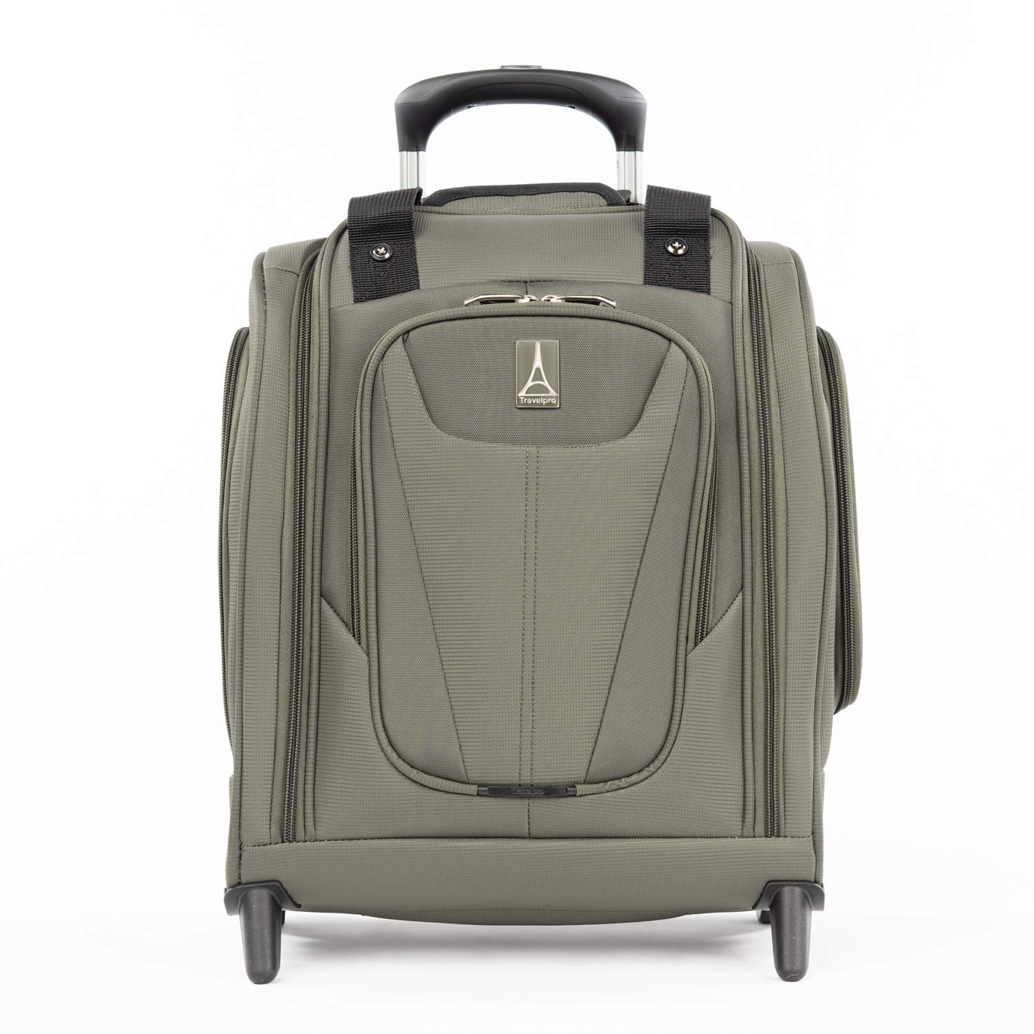 travelpro maxlite 5 softside lightweight rolling underseat compact carry-on upright 2 wheel bag, men and women, slate green, 15-inch