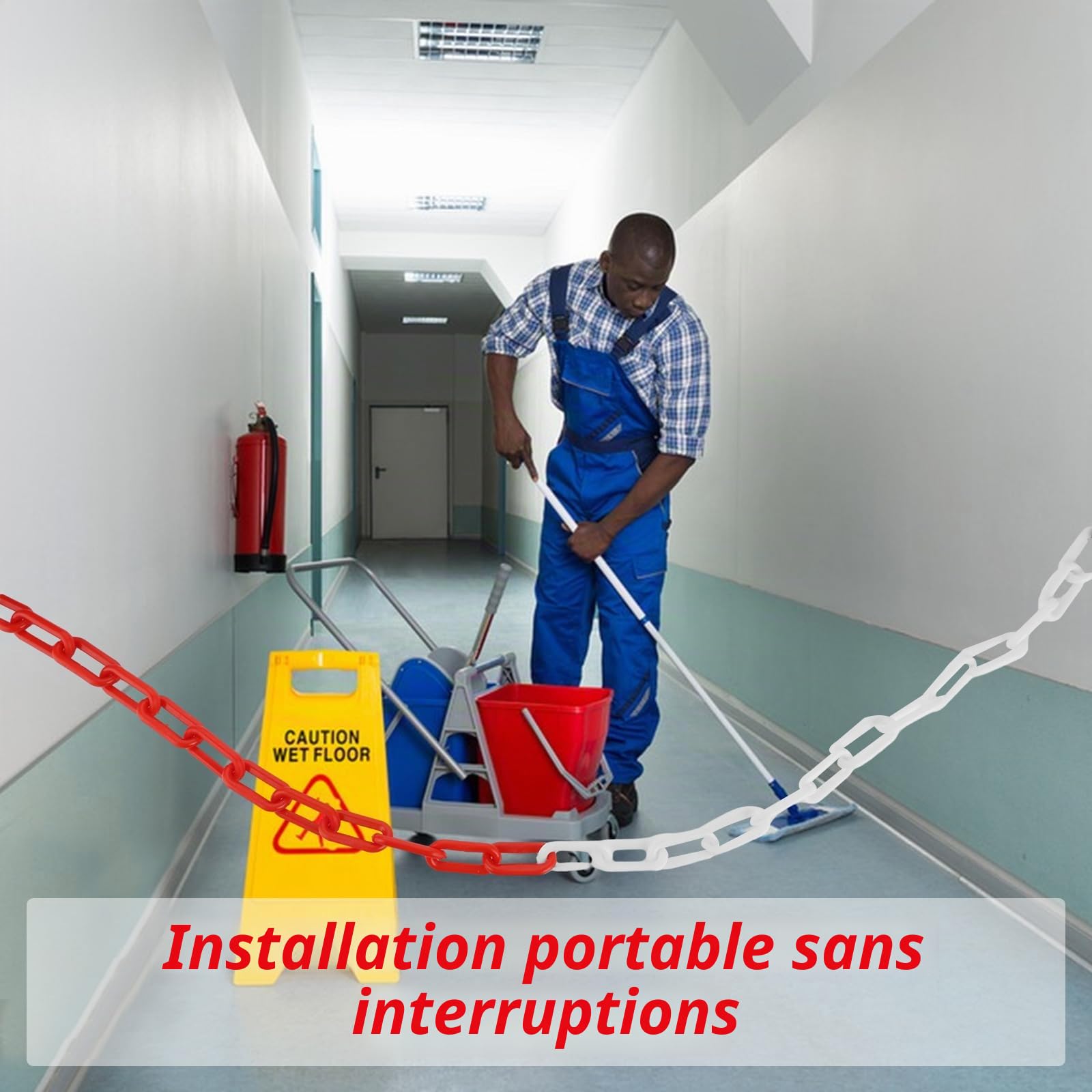 DAJAVE Chaîne de signalisation 25 m, en plastique, 8 mm, bicolore, en plastique, pour bloquer les surfaces, barrière de parking