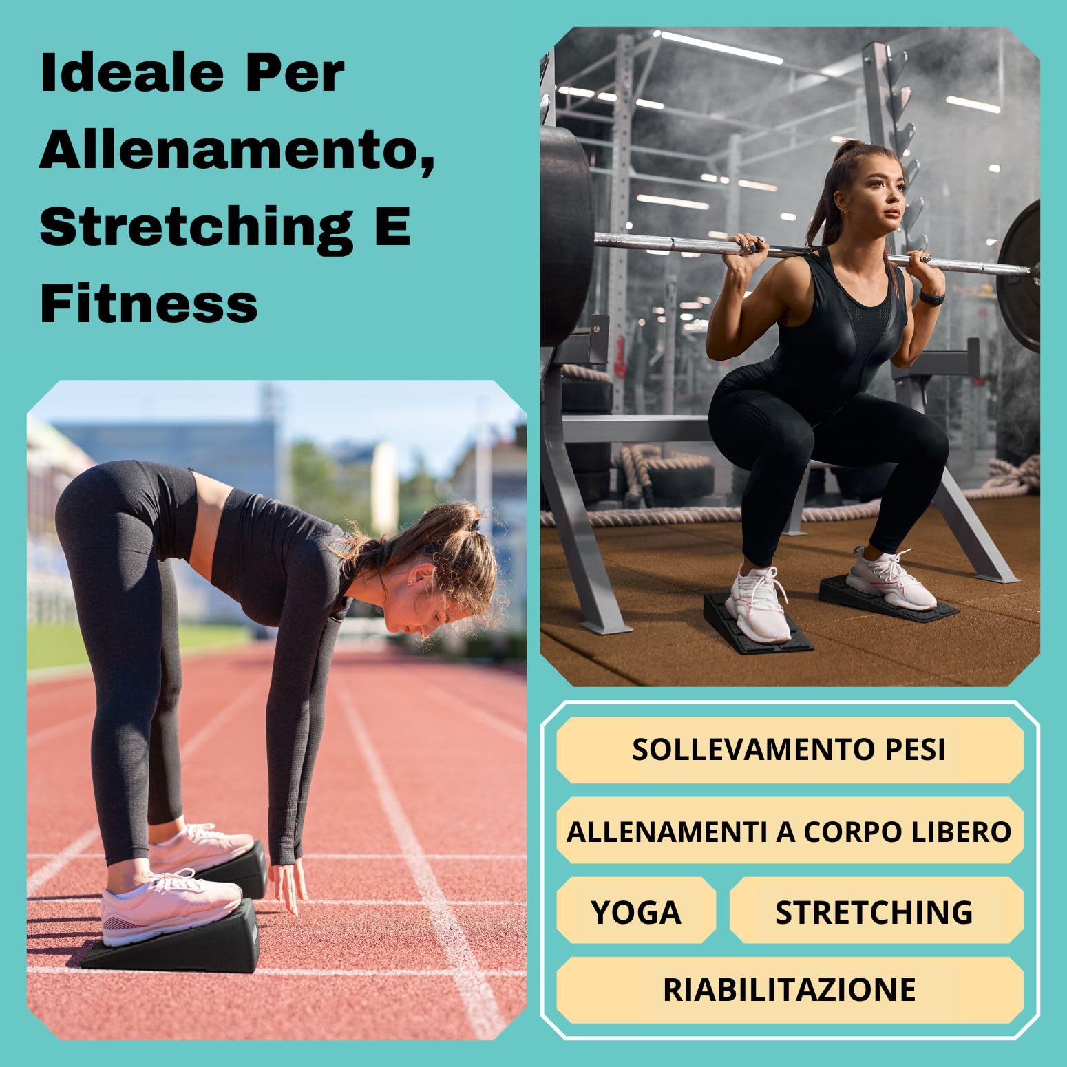 Set di 3 cunei per squat, capacità di carico 235,9 kg, tavola inclinata per stretching polpacci, barella per polpacci, tavola inclinata per yoga