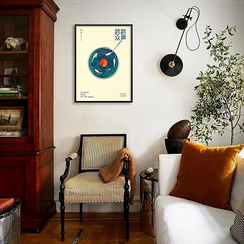 Miniatura 4 de Podafu Arte de pared japonés, póster de música retro, decoración moderna de Ukiyo-e, enmarcado de 12 x 16 pulgadas