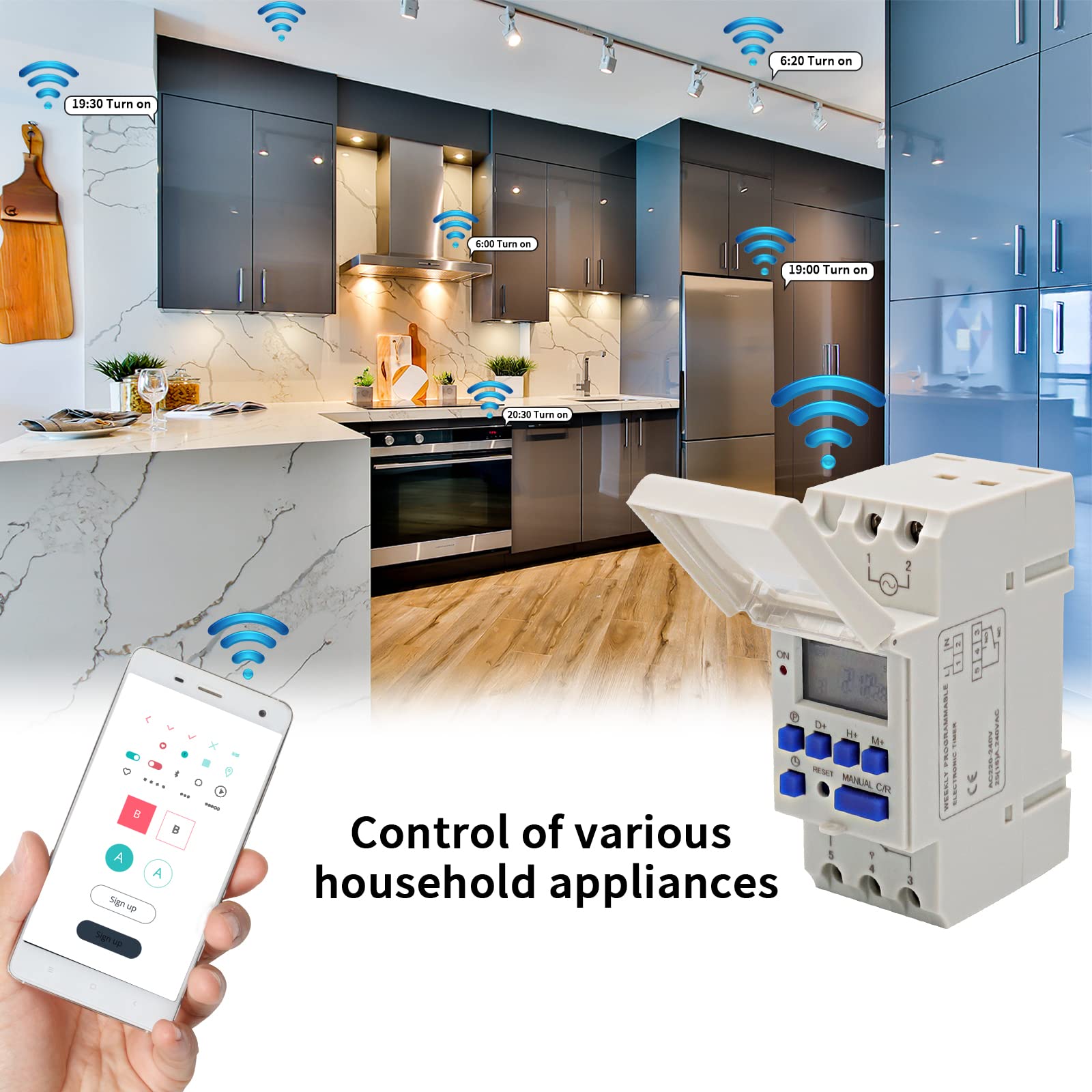 Timer Digitale Programmabile - Interruttore Orario Per Risparmio Energetico, 16 Programmi On/Off - Foto 7