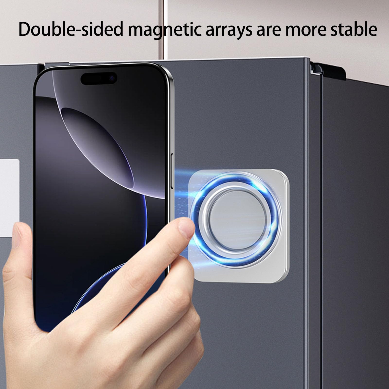 Soporte de teléfono ajustable de 360 grados, doble cara, plegable, muy delgado, apto para todos los teléfonos inteligentes, soporte de aluminio para teléfono