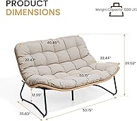 Vista 2 de Crestlive Products Outdoor Loveseat, 2 Seater Outdoor Couch with Soft Cushion, All-Weather Boho Rattan Patio Furniture for Balcony, Poolside
