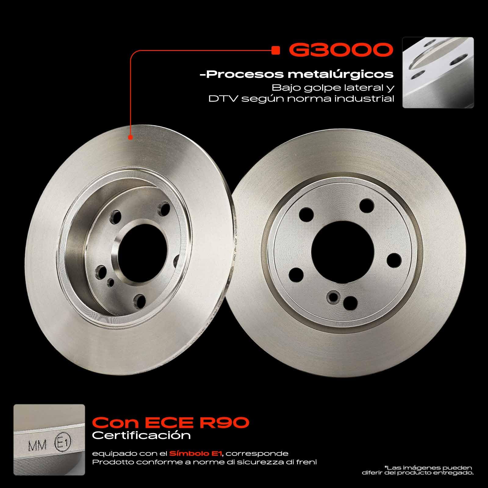 Frankberg 2 discos de freno 4 pastillas de freno | A2464230012; Compatible con: Clase A W176, Clase B W242 W246