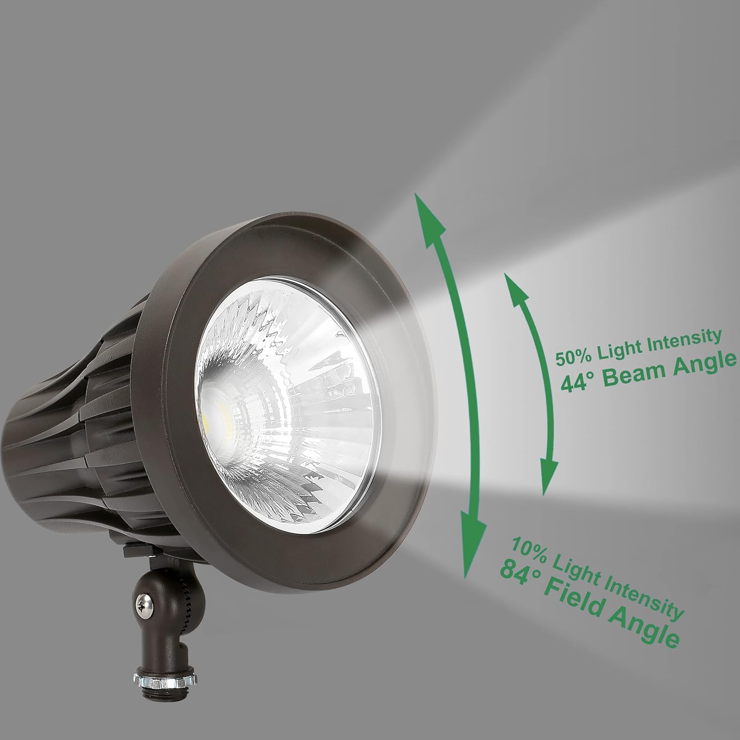 GKOLED 44° Beam Angle 30Watt Bullet/Round LED Spotlight, 120-277V, 5000K Daylight White, 3350 Lumens, Outdoor Landscape Flag Pole Light Fixture, UL Listed, Aluminum, Dark Bronze
