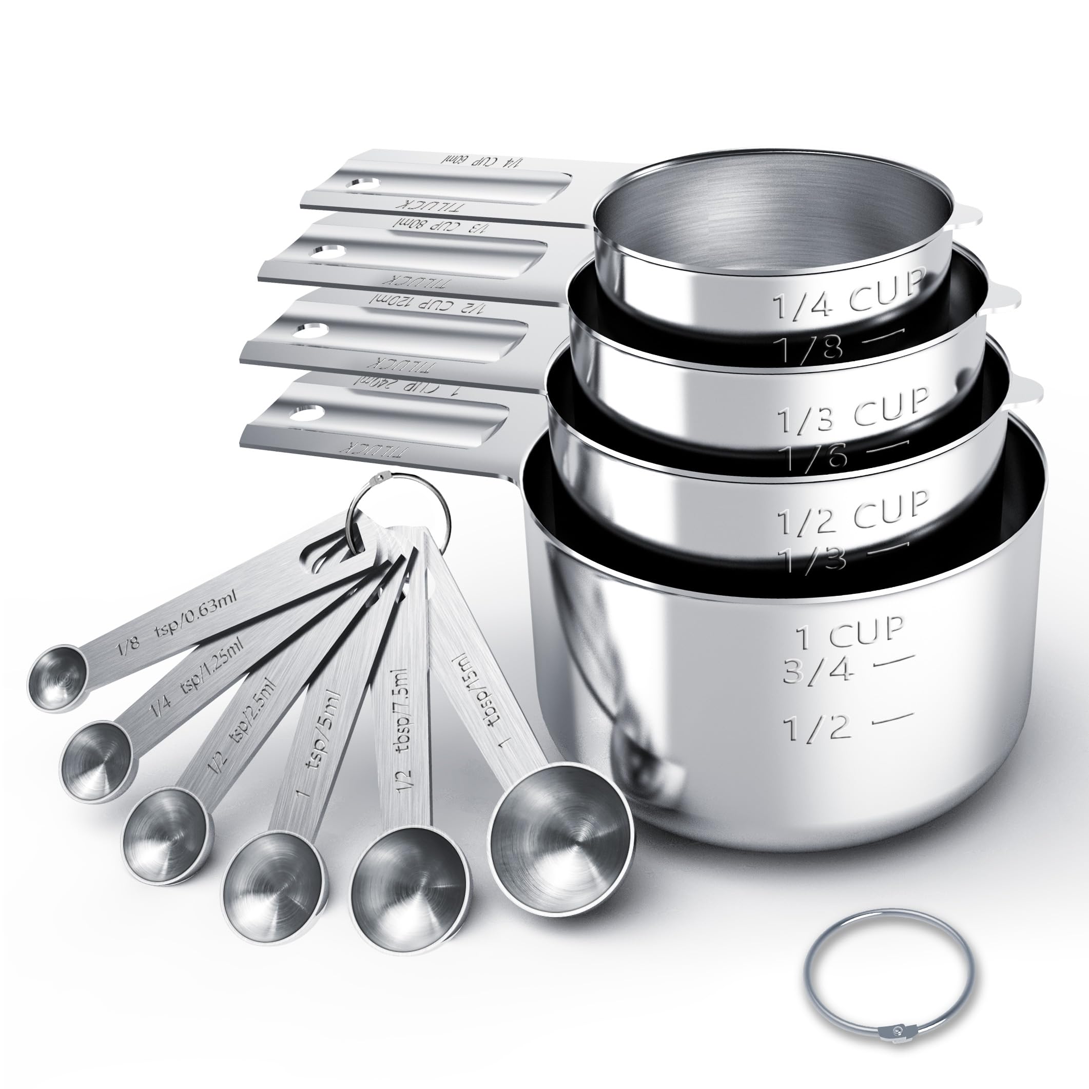 TILUCK Stainless Steel Measuring Cups & Spoons Set, Cups and Spoons