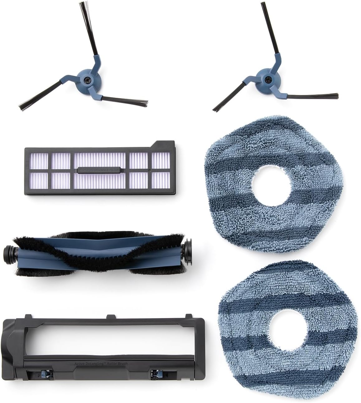 eufy Replacement Parts Kit for X10 Pro Omni, Roller Brush with Bristles and Rubber, Brush Guard, 2 Side Brushes, Washable Filter, and 2 Mop Cloths