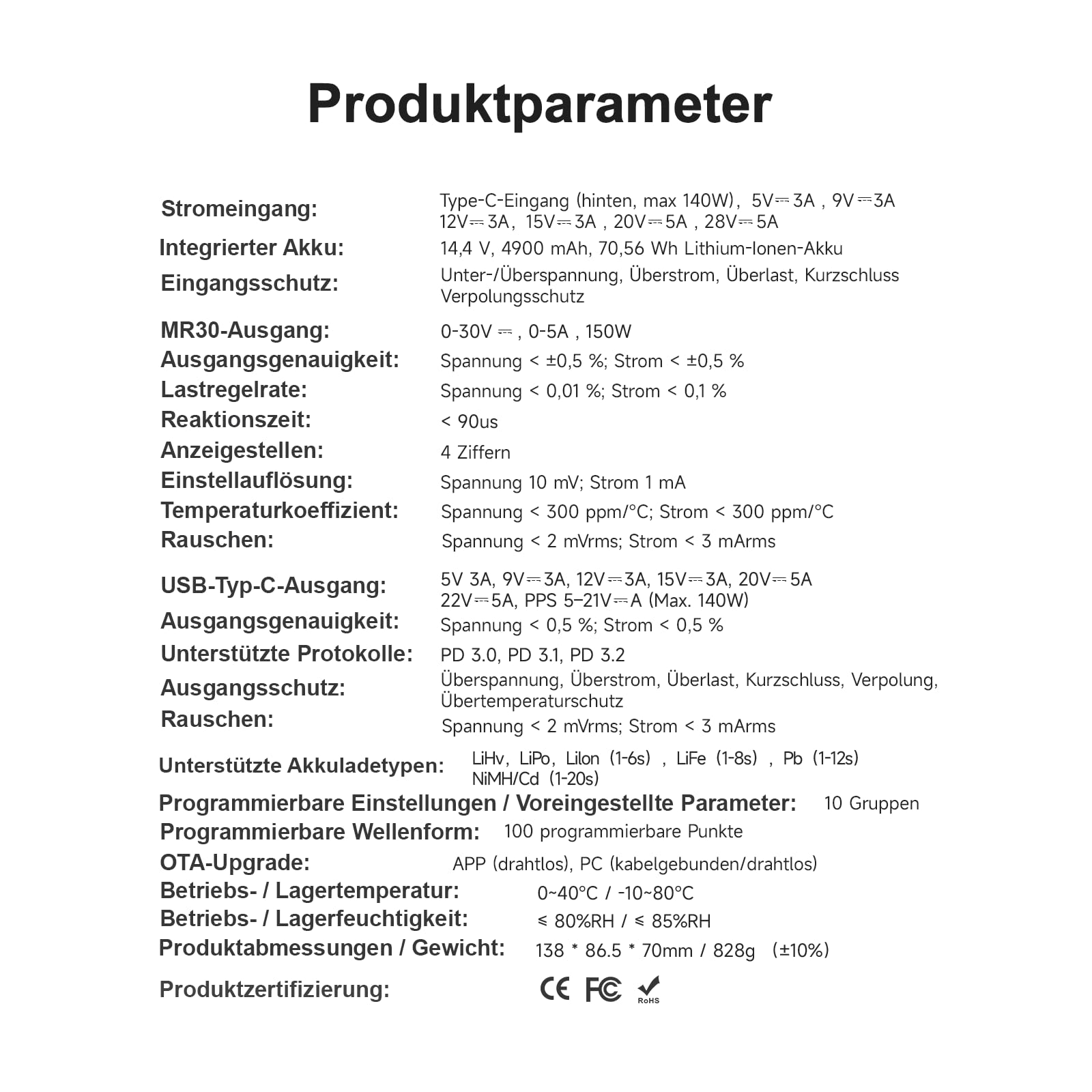 ISDT MP305B Programmierbares Labornetzteil 0–30 V / 0–5 A, 150 W, lineares DC-Netzgerät mit 2,8-Zoll-Touchscreen, USB-C PD 140 W, integriertem Akku und 10 Speichergruppen
