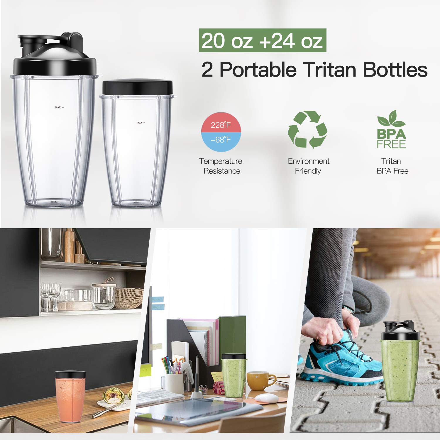 La Rêveuse Frullatore Smoothie Frullatore Elettrico con 2 Bottiglie Portatili 600ml /700ml,Senza BPA,600 Watt,Silver