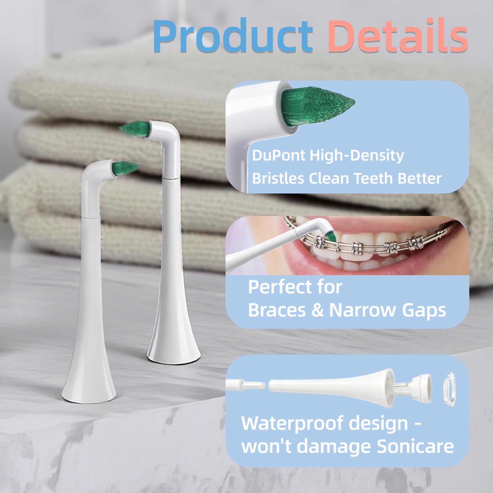 Interdental wymienne głowice do szczoteczek Philips Sonicare – Interdental, wymienne głowice do szczoteczek do zębów do systemu Dontodent Click-on, wymienne głowice do szczoteczek międzyzębowych