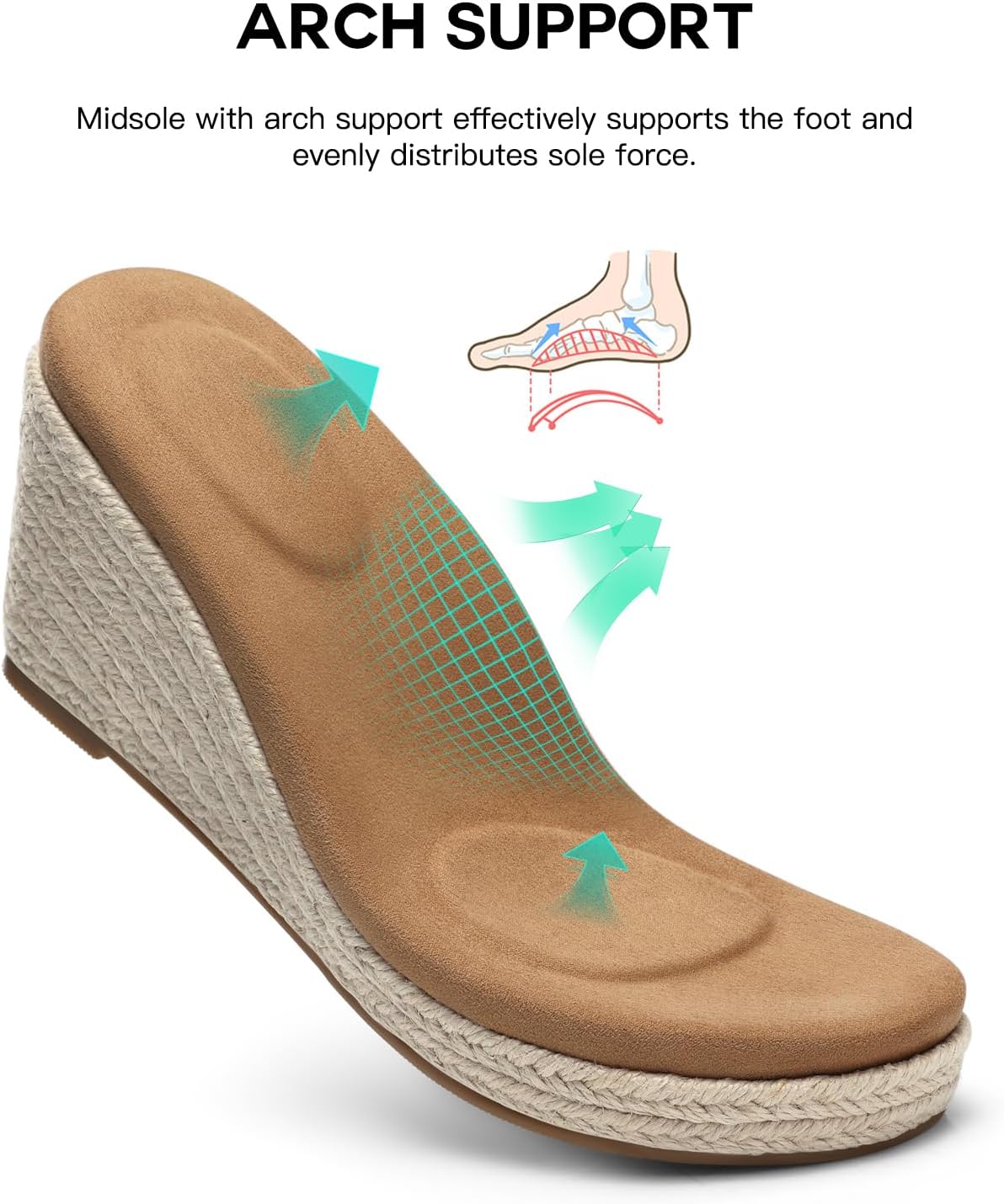 SHIBEVER Women's Platform Wedge Sandals: Espadrille Arch Support Ankle Strap Wedge - Dressy Summer Comfortable Sandals