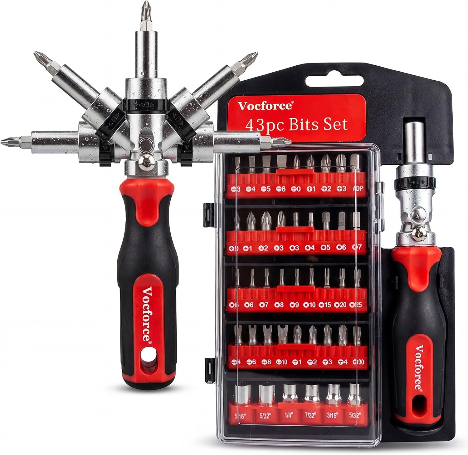 43-in-1 Magnetic Ratcheting Screwdriver Set with 5-Angle Pivoting Head, 36 Bits + 6 Sockets for Tight Spaces Furniture Assembly, Automotive DIY. Ideal for Professionals and Hobbyists