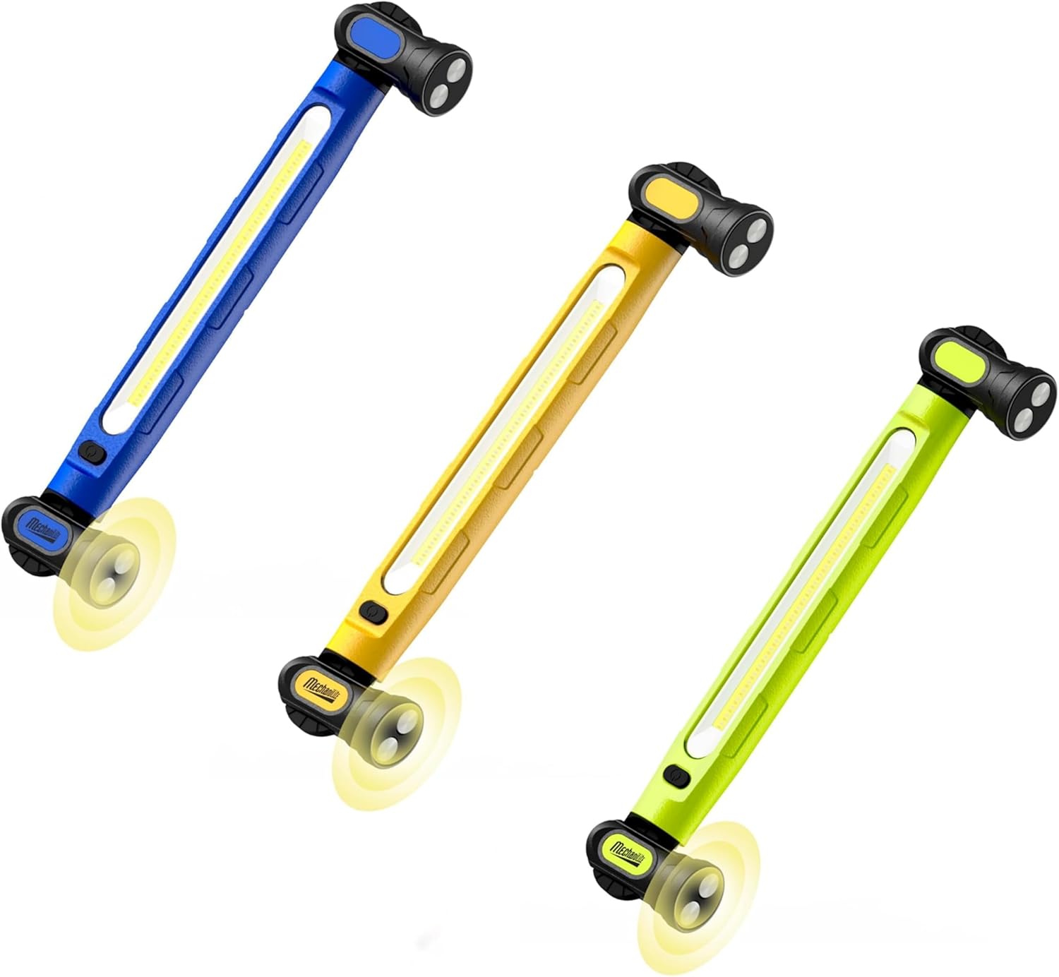 Under Hood Work Light Bar, 3000LM LED Magnetic Light Bar with Hooks, 5200mAh Cordless Rechargeable Hood Light for Mechanic/Car Repairing/Garage 3Pcs-Yellow & Green & Blue