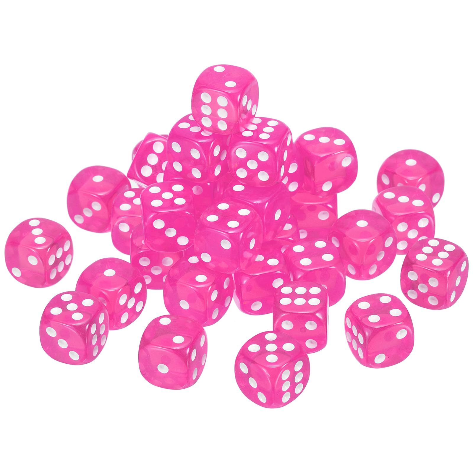 sourcing map 10Pcs 6 Sided Acrylic Dice, 14mm/0.55" Rounded Corner Translucent Colored D6 Game Dice for Theme Party Fun Table Board Games, Rose Red